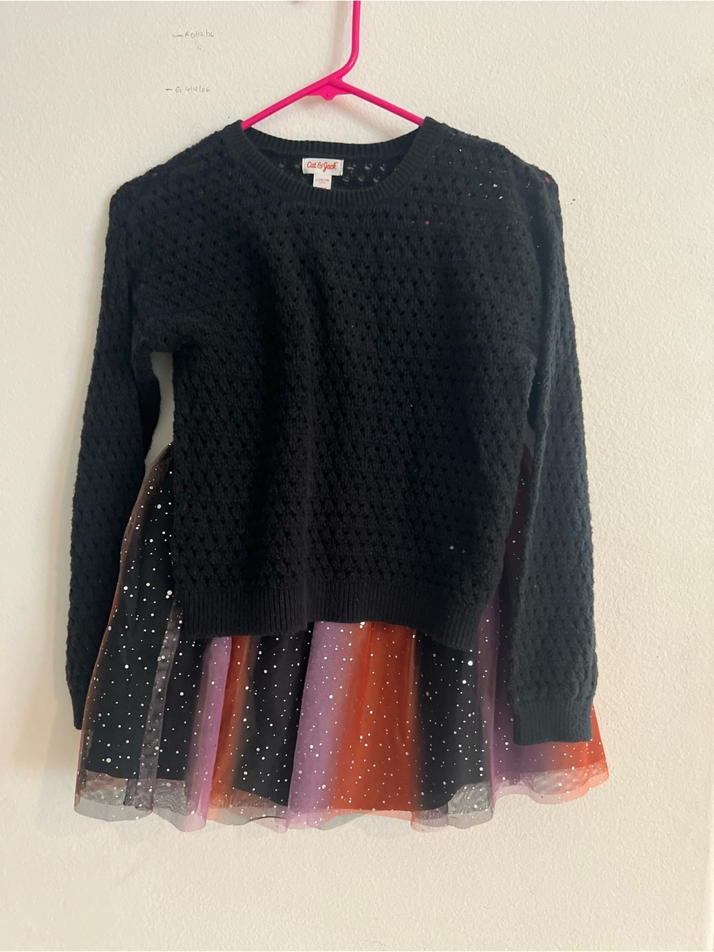 Cat & Jack black knit sweater top (10/12), with Cat & Jack skirt (10/12) Girls.